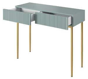Nowoczesne biurko z szufladami i metalowymi nogami Nicole 100 cm - szałwia / złote nóżki