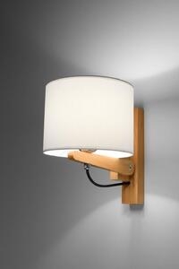 Kinkiet LAMPA ścienna SOL SL520 abażurowa OPRAWA drewniana w stylu skandynawskim biała