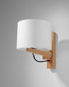 Kinkiet LAMPA ścienna SOL SL520 abażurowa OPRAWA drewniana w stylu skandynawskim biała
