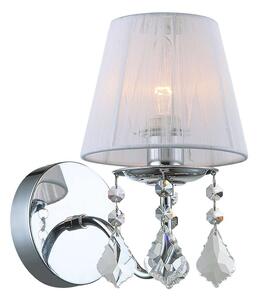 Kinkiet LAMPA ścienna CORNELIA MBM-2572/1 W Italux abażurowa OPRAWA z kryształkami glamour organza mgiełka crystal biała - biały
