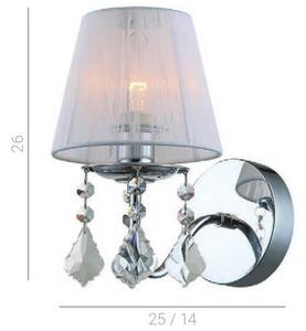 Kinkiet LAMPA ścienna CORNELIA MBM-2572/1 W Italux abażurowa OPRAWA z kryształkami glamour organza mgiełka crystal biała - biały