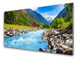 Panel Szklany Kręta Rzeka w Górskiej Dolinie