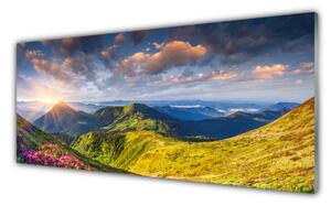Obraz Szklany Góry Słońce Łąka Krajobraz