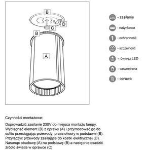Downlight LAMPA sufitowa ARIDA 7011 Shilo natynkowa OPRAWA reflektorowa do łazienki tuby białe - biały