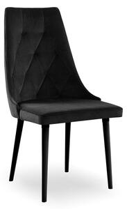 Krzesło z wysokim pikowanym oparciem CARO VELVET czarny / KR07