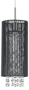 LAMPA wisząca LANA MDM1787/1 BK Italux abażurowa OPRAWA z kryształkami ZWIS glamour crystal tuba czarna - czarny