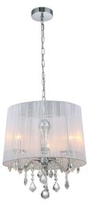 LAMPA wisząca CORNELIA MDM-2572/3 W Italux glamour OPRAWA abażurowa ZWIS z kryształkami organza mgiełka biała - biały