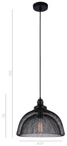 LAMPA wisząca JULIENNE MDM-2546/1L Italux ażurowa OPRAWA metalowy ZWIS vintage siatka drut kopuła czarna