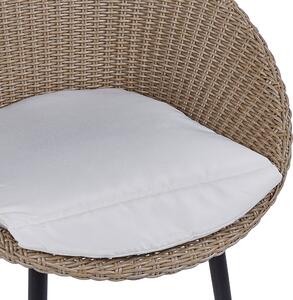 Zestaw ogrodowy krzesła z poduszkami stolik kawowy technorattan beżowy Oritgia Beliani