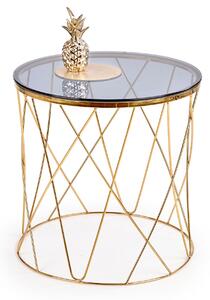 Okrągły stolik pomocniczy z szklanym blatem w stylu glamour Selena