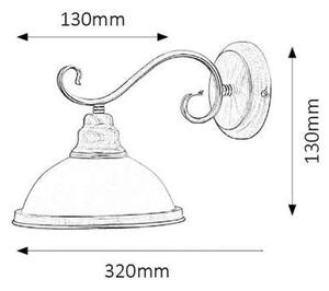 Ścienna LAMPA kinkiet ELISETT 2751 Rabalux szklana OPRAWA kopuła dzwonek metalowe ramię brązowa biała