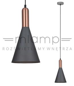 Industrialna LAMPA wisząca KHALEO MDM-3030/1 GR+RC Italux metalowa OPRAWA zwis loft stożek miedź szary - szary || miedziany || chrom