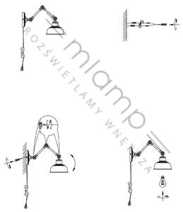 Kinkiet LAMPA ścienna GRIMSTAD 105052 Markslojd industrialna OPRAWA na wysięgniku srebrny antyczny