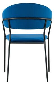 MebleMWM Krzesło tapicerowane C-889 | Welur | Granatowy | Czarne nogi | Outlet