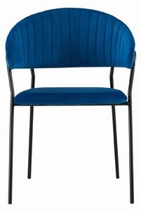 MebleMWM Krzesło tapicerowane C-889 | Welur | Granatowy | Czarne nogi | Outlet
