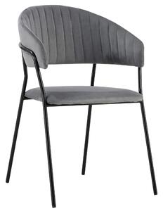 MebleMWM Krzesło szare, welurowe C-889 czarne nogi
