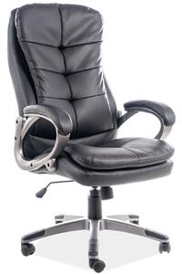 Komfortowy fotel biurowy z czarnej ekoskóry Q-270