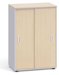 Szafa biurowa przesuwne drzwi, 1087x800x420 mm, szary / brzoza