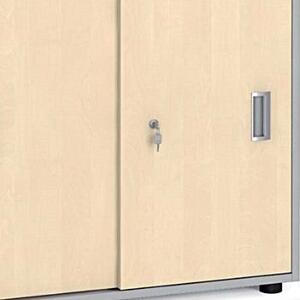 Szafa biurowa kombinowana PRIMO, przesuwne drzwi, 1087 x 800 x 420 mm, szary / brzoza