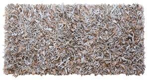Ręcznie tkany dywan skórzany shaggy 80 x 150 cm jasnobeżowy Mut Beliani