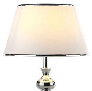 Stojąca LAMPA stołowa ROMA MT204191 CH Italux abażurowa LAMPKA klasyczna do sypialni chrom biała