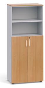 Szafa biurowa PRIMO, drzwi na 3 półki, 1781 x 800 x 420 mm, biały/dąb naturalny