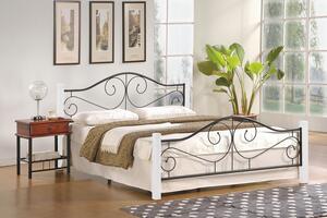 Metalowe łóżko z zagłówkiem Violetta 160 biało-czarne