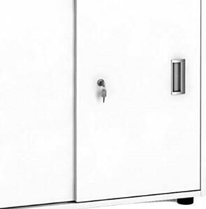 Szafa biurowa kombinowana PRIMO, przesuwne drzwi, 1087 x 800 x 420 mm, biały