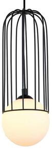 LAMPA wisząca SIMON MDM-3938/1 BK Italux druciana OPRAWA metalowa ZWIS szklana kula ball klatka loft czarna - czarny