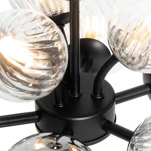 Lampa stołowa czarna z przydymionym i przezroczystym szkłem 6 lampek - Bonnie Oswietlenie wewnetrzne