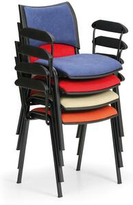 Krzesło konferencyjne SMART, chromowane nogi, z podłokietnikami, czerwone