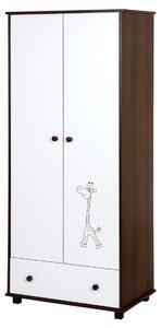 Szafa dziecięca z 2 drzwiami i szufladą Żyrafka biały/orzech