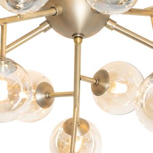 Nowoczesna lampa sufitowa brąz z bursztynowym szkłem 20 lampek - Bianca Oswietlenie wewnetrzne