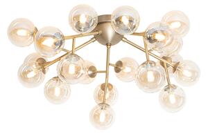 Nowoczesna lampa sufitowa brąz z bursztynowym szkłem 20 lampek - Bianca Oswietlenie wewnetrzne