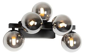 Moderne wandlamp zwart met smoke glas 5-lichts - Bianca Oswietlenie wewnetrzne