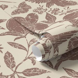 Tapety Ptaki, granaty i kwiaty w stylu vintage, Tapety Z kwiatami, a00263 : Uwalls.pl