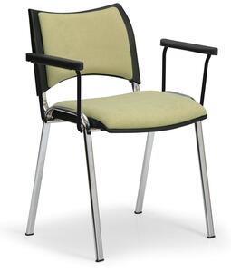 Krzesła konferencyjne SMART, chromowane nogi, z podłokietnikami, zielony