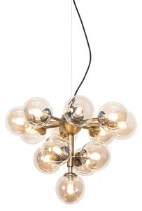 Hanglamp brons met amber glas 13-lichts - Bianca Oswietlenie wewnetrzne