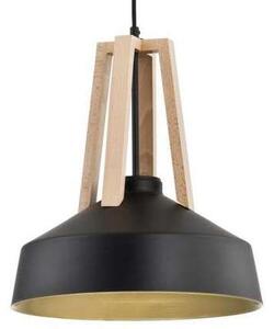 LAMPA wisząca KET180 metalowa OPRAWA skandynawski zwis ekologiczny drewno czarny - czarny
