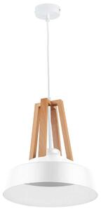 LAMPA wisząca KET181 skandynawska OPRAWA metalowy ZWIS ekologiczny drewno biały - biały