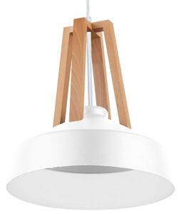 LAMPA wisząca KET181 skandynawska OPRAWA metalowy ZWIS ekologiczny drewno biały - biały