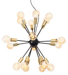 Moderne hanglamp zwart met goud 18-lichts - Juul Oswietlenie wewnetrzne