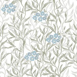 Tapety Jasny nadruk botaniczny z niebieskimi kwiatami, Tapety w stylu prowansalskim, a00268 : Uwalls.pl