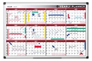 Planer, Tablica suchościeralno-magnetyczna do planowania rocznego, dni/miesiące, 900 x 600 mm