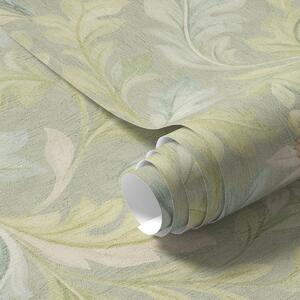Tapety Vintage liście na zielonym tle, pastelowe kolory, Tapety Z kwiatami, a00277 : Uwalls.pl