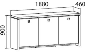 Komoda biurowa Assist trzydrzwiowa, 1880 x 460 x 900 mm, dąb jasny