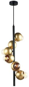 Designerska LAMPA wisząca MALMO PEN-5104-6-BKGD Italux metalowa OPRAWA kule BALLS czarny molekuły złote