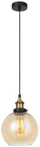 Wisząca LAMPA skandynawska CARDENA MDM-4330/1 GD+AMB Italux loftowa OPRAWA szklany ZWIS kula ball bursztynowy - bursztynowy