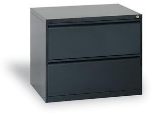 Dwurzędowa szafa kartotekowe A4, 2 szuflady, kolor antracyt