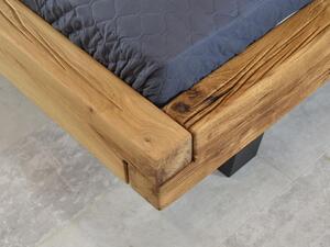 Łóżko drewniane dębowe z tapicerowanym wezgłowiem Natural 8 180x200